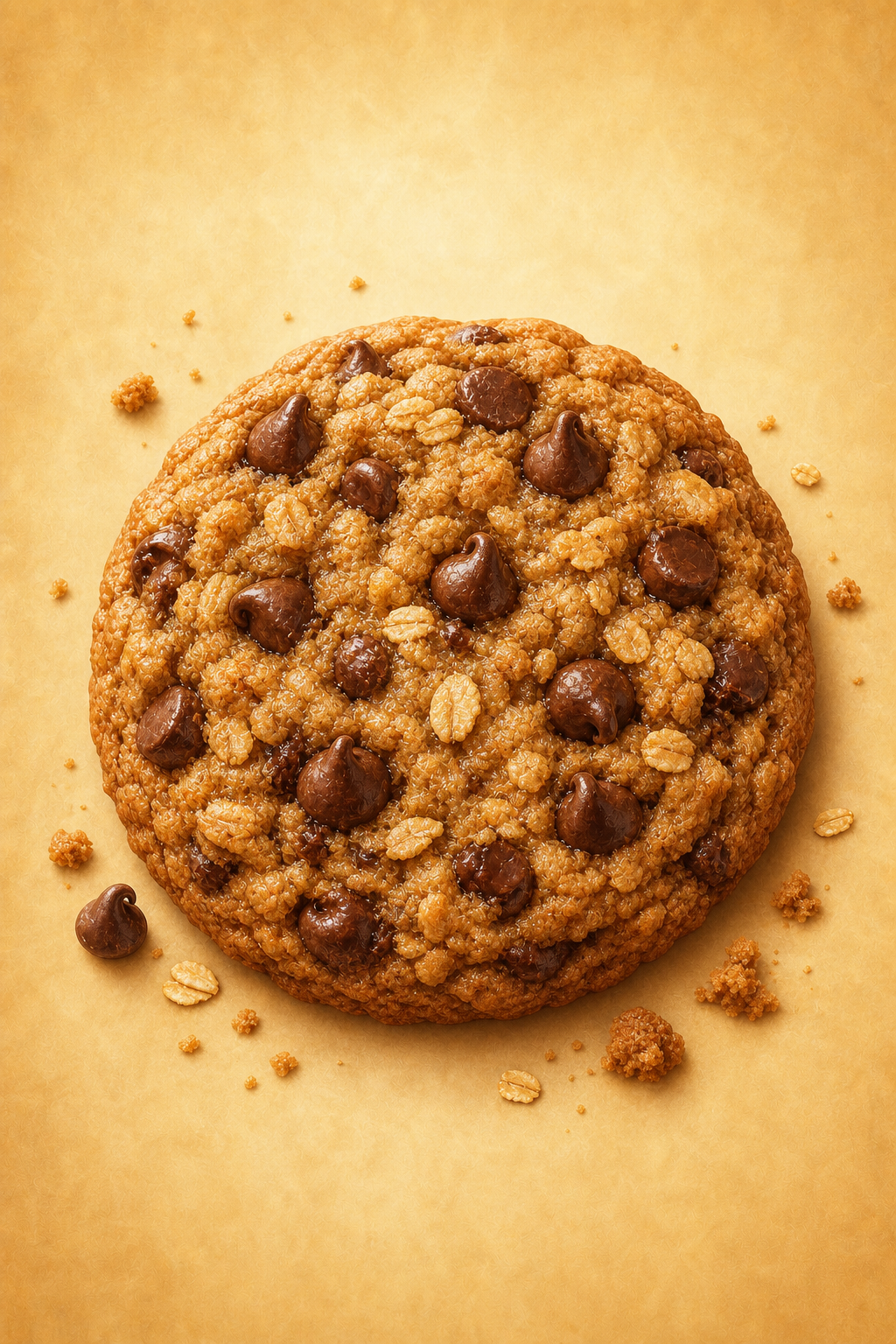 Chocolate chip oatmeal cookie illustration.