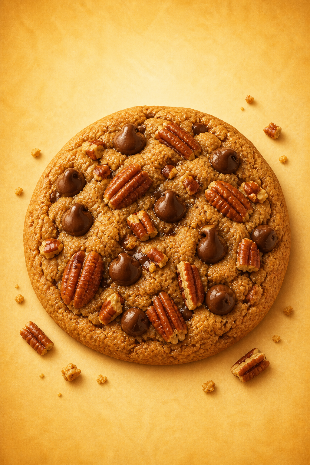 Pecan chocolate chip cookie illustration.