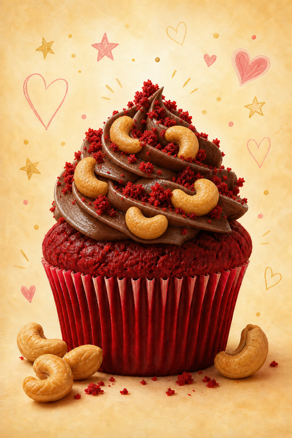 Red velvet cupcake illustration.